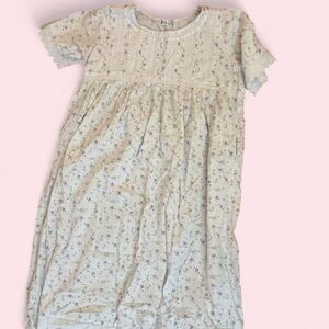 Women’s Floral Short Sleeve Nightgown - Cream with Purple Floral